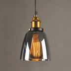 Old School Hardwired Globe/Barrel/Warehouse Clear Glass Pendant for Indoor with Grey/Translucent/Amber Vitreous Shade