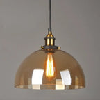 Old School Hardwired Globe/Barrel/Warehouse Clear Glass Pendant for Indoor with Grey/Translucent/Amber Vitreous Shade