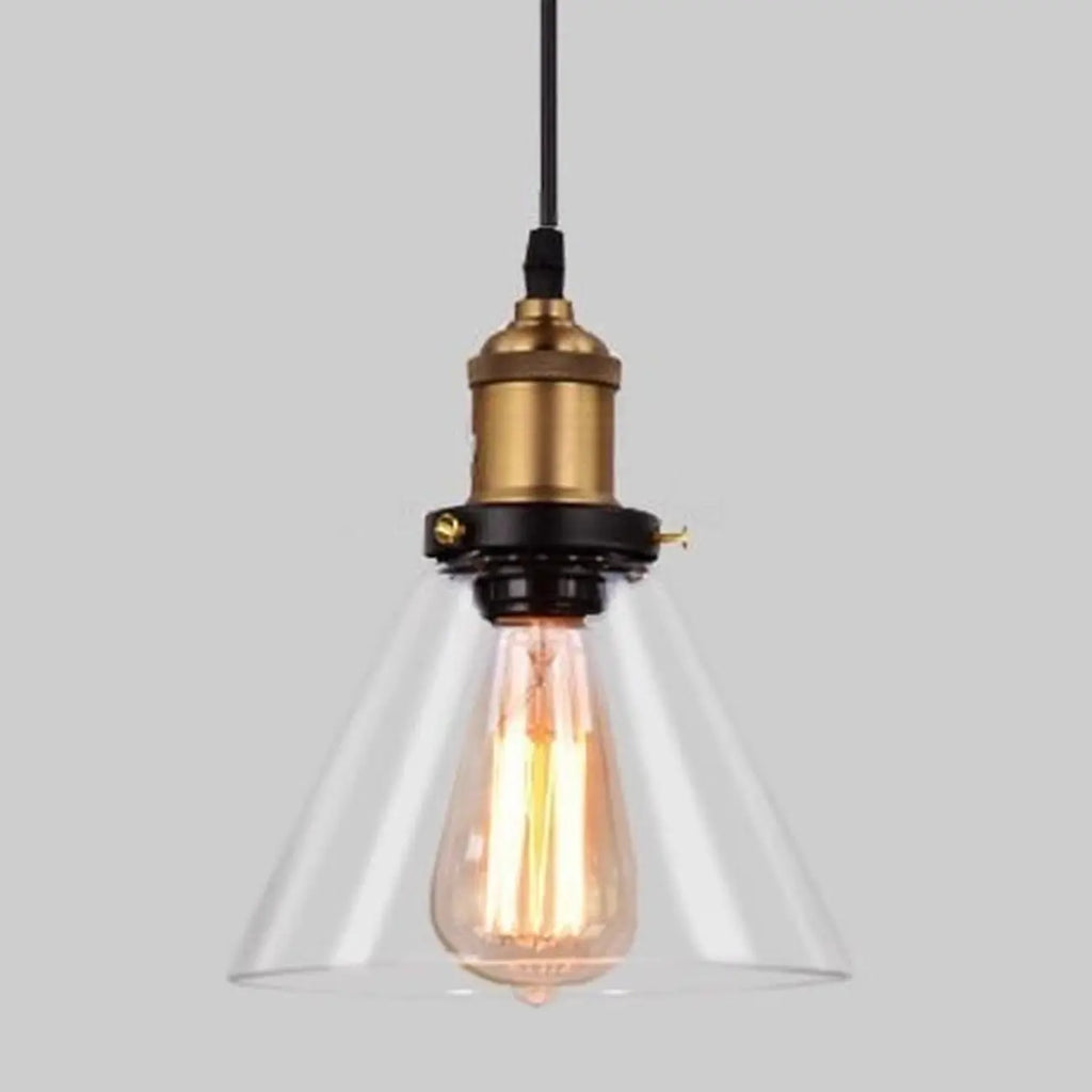 Old School Hardwired Globe/Barrel/Warehouse Clear Glass Pendant for Indoor with Grey/Translucent/Amber Vitreous Shade