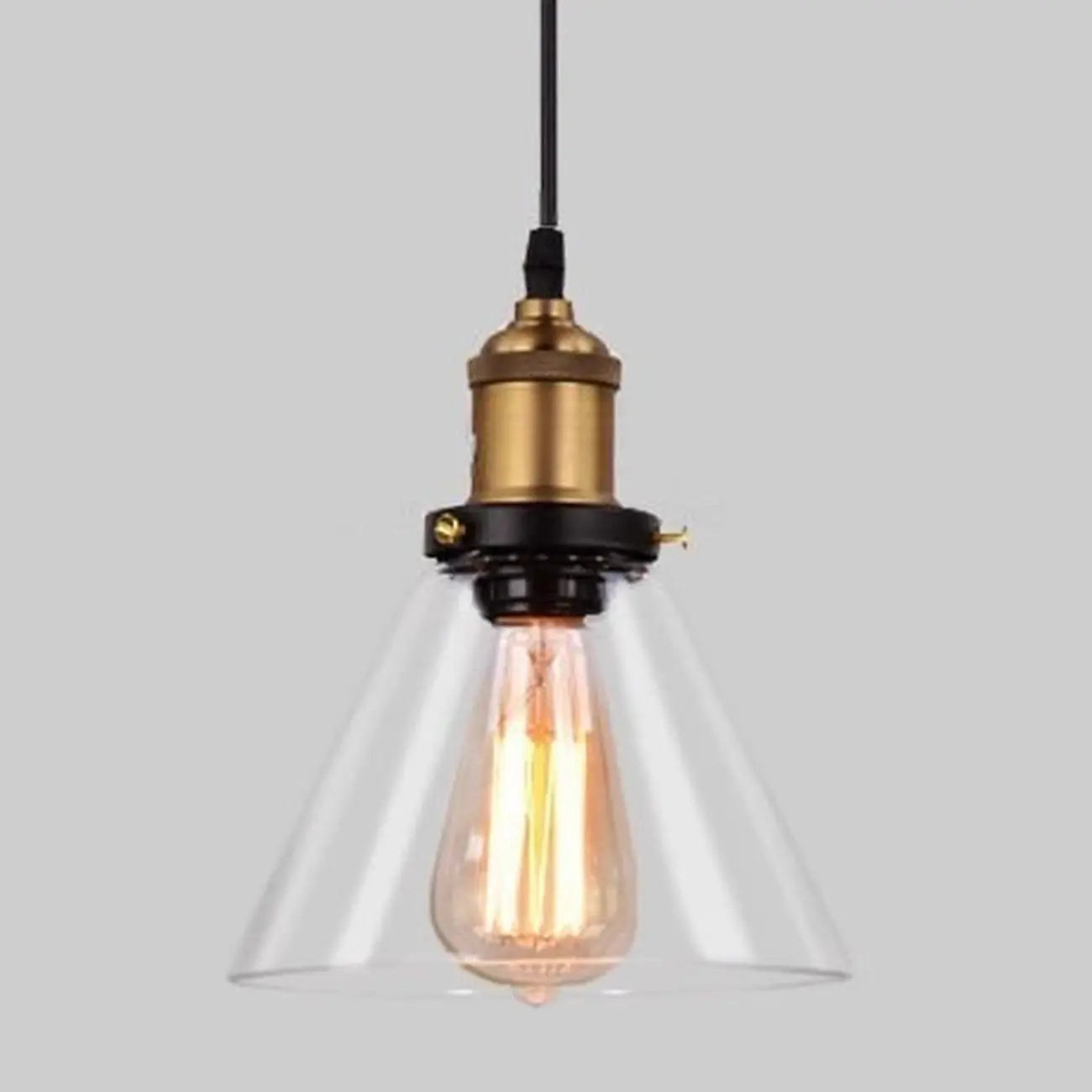 Old School Hardwired Globe/Barrel/Warehouse Clear Glass Pendant for Indoor with Grey/Translucent/Amber Vitreous Shade