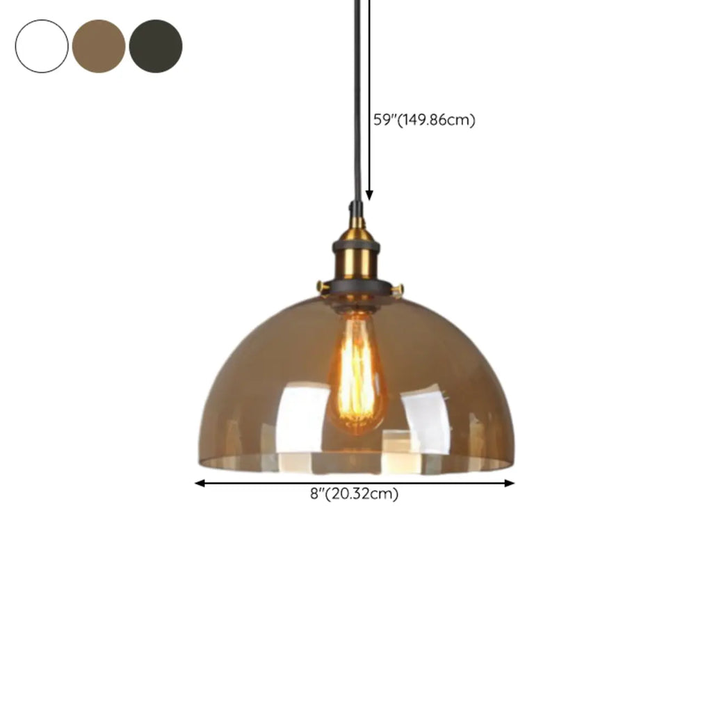 Old School Hardwired Globe/Barrel/Warehouse Clear Glass Pendant for Indoor with Grey/Translucent/Amber Vitreous Shade
