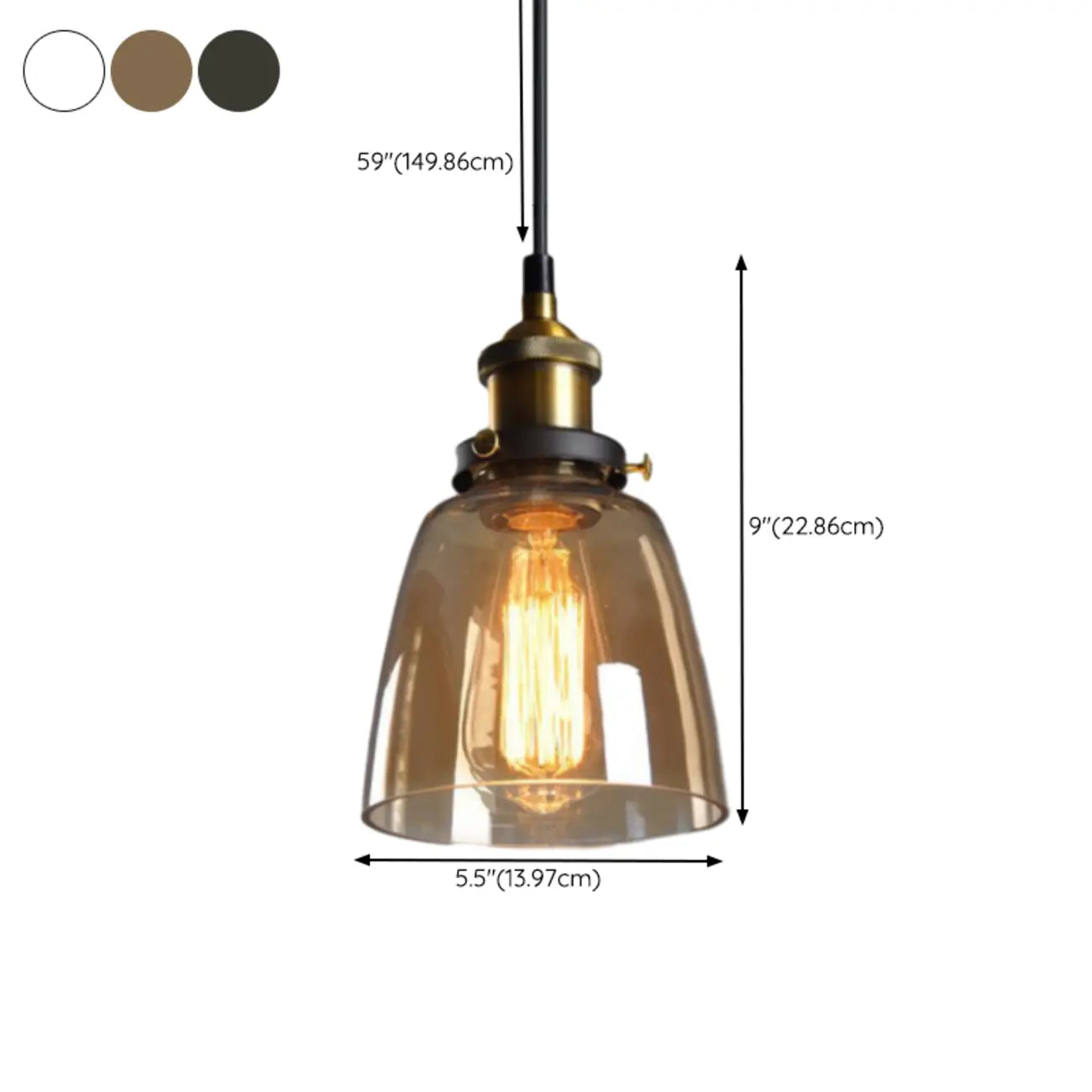 Old School Hardwired Globe/Barrel/Warehouse Clear Glass Pendant for Indoor with Grey/Translucent/Amber Vitreous Shade