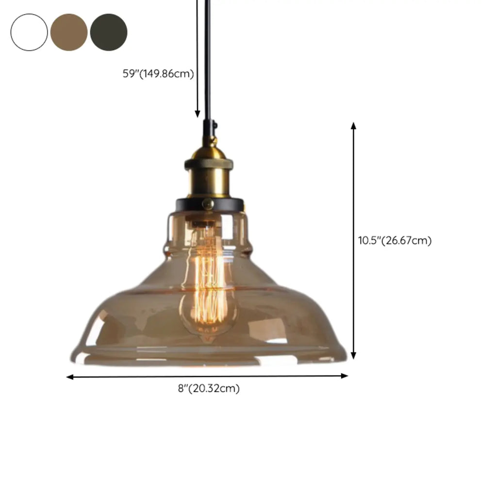 Old School Hardwired Globe/Barrel/Warehouse Clear Glass Pendant for Indoor with Grey/Translucent/Amber Vitreous Shade