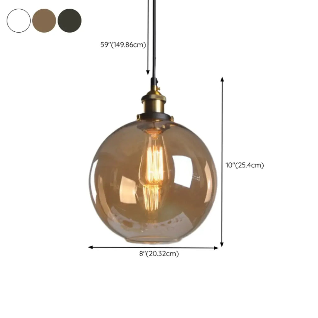 Old School Hardwired Globe/Barrel/Warehouse Clear Glass Pendant for Indoor with Grey/Translucent/Amber Vitreous Shade