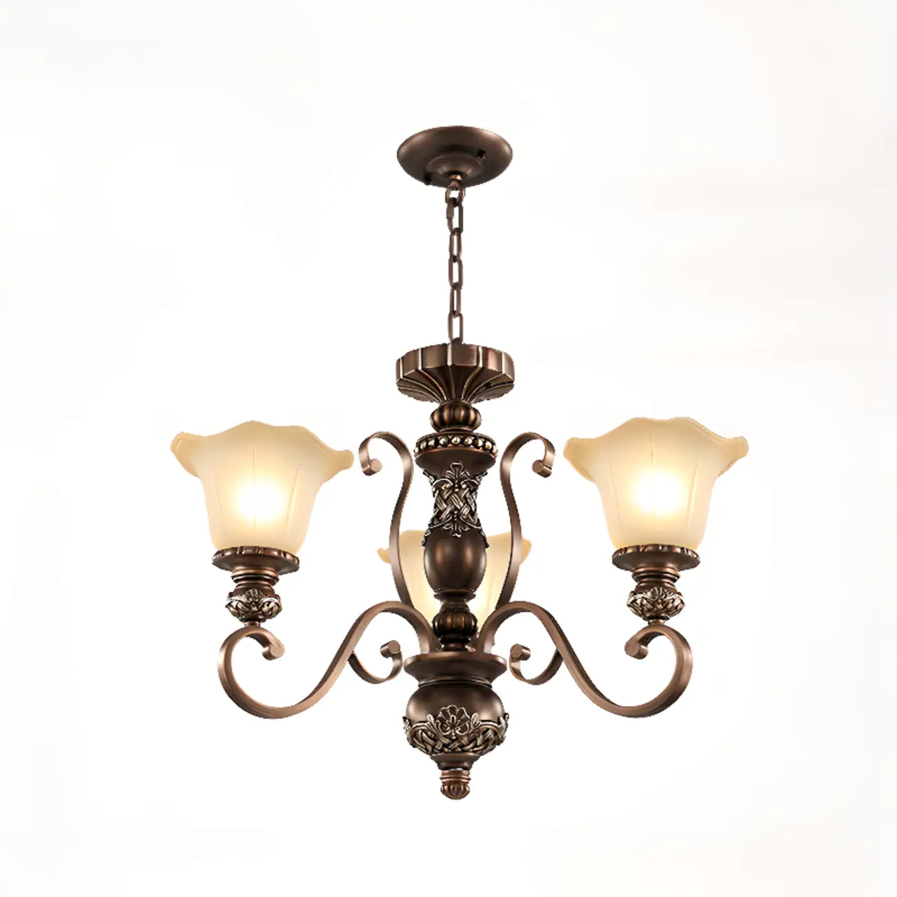 Indoor Vintage Frosted Flower Bell WIte Glass Shape Chandelier