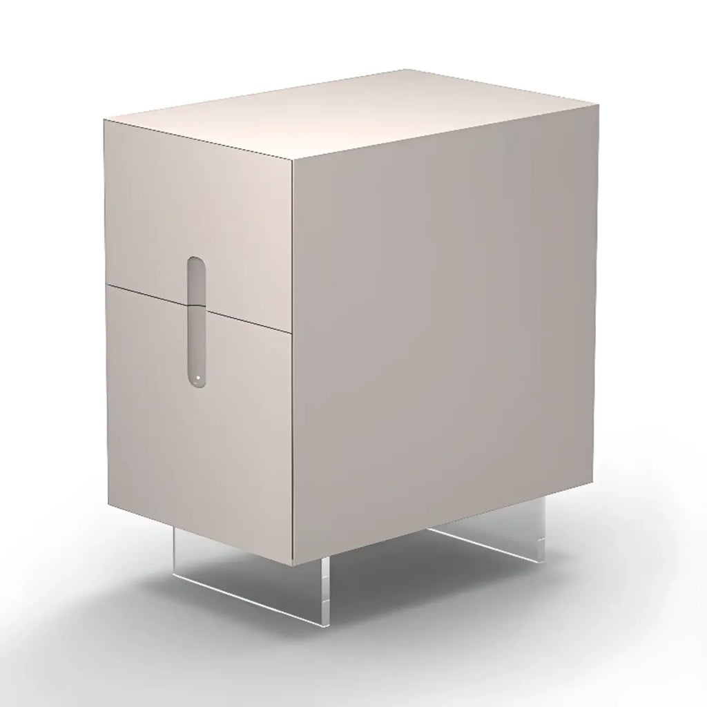 Modern White Wood Clear Base 2-Drawer Nightstand