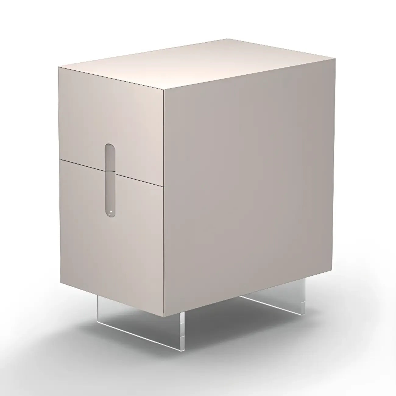 Modern White Wood Clear Base 2-Drawer Nightstand