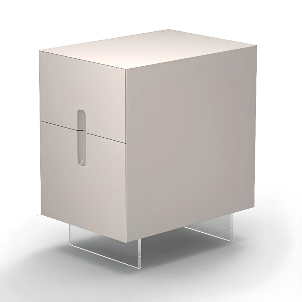 Modern White Wood Clear Base 2-Drawer Nightstand