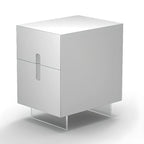 Modern White Wood Clear Base 2-Drawer Nightstand