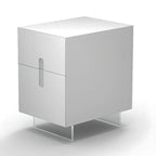 Modern White Wood Clear Base 2-Drawer Nightstand