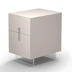 Modern White Wood Clear Base 2-Drawer Nightstand