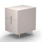 Modern White Wood Clear Base 2-Drawer Nightstand