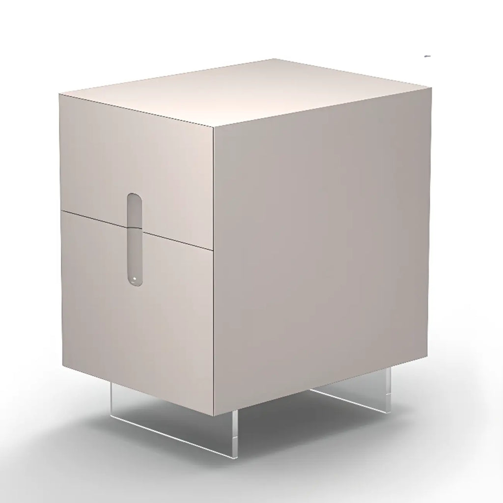 Modern White Wood Clear Base 2-Drawer Nightstand