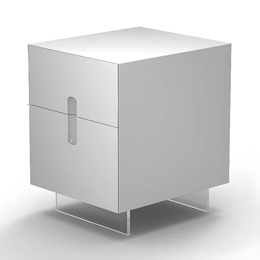 Modern White Wood Clear Base 2-Drawer Nightstand