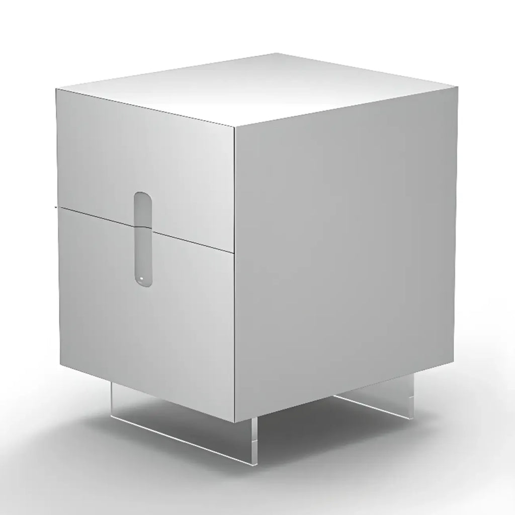 Modern White Wood Clear Base 2-Drawer Nightstand