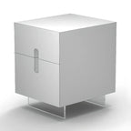 Modern White Wood Clear Base 2-Drawer Nightstand