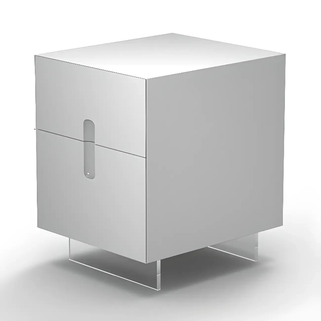 Modern White Wood Clear Base 2-Drawer Nightstand