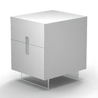 Modern White Wood Clear Base 2-Drawer Nightstand