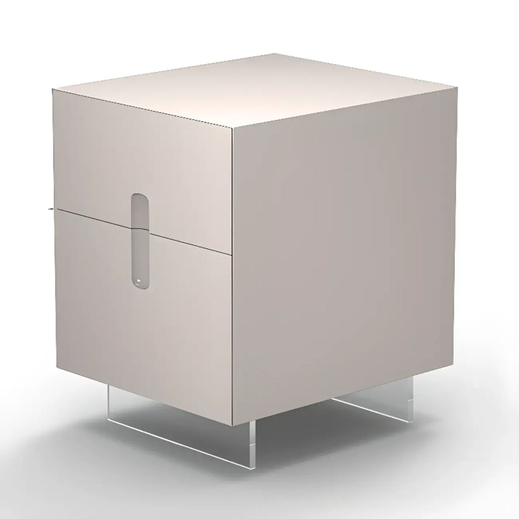 Modern White Wood Clear Base 2-Drawer Nightstand