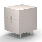 Modern White Wood Clear Base 2-Drawer Nightstand