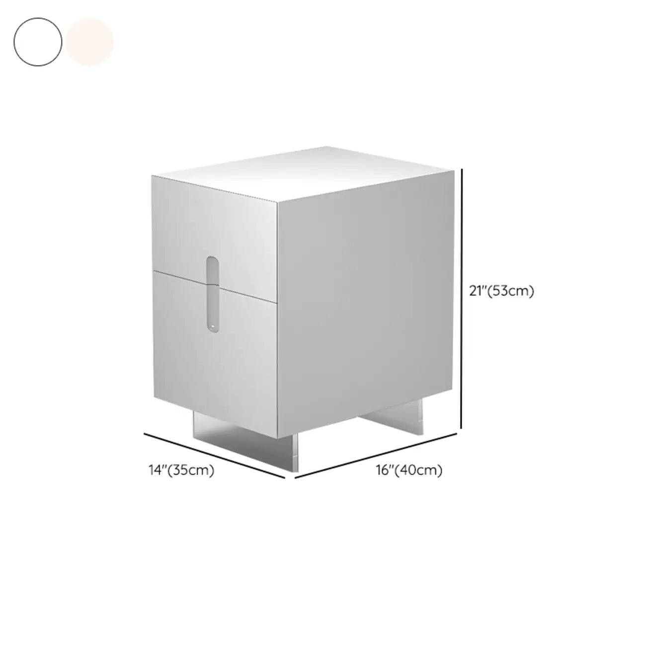 Modern White Wood Clear Base 2-Drawer Nightstand
