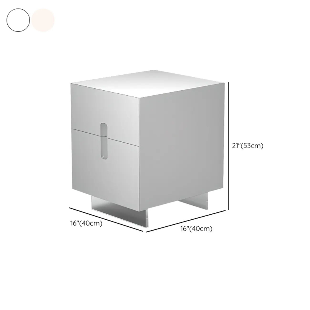 Modern White Wood Clear Base 2-Drawer Nightstand