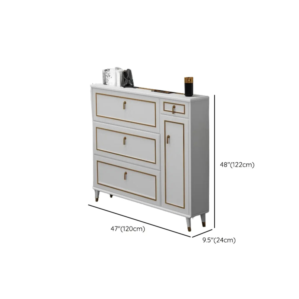 Grey Wooden Drop Front Shoe Cabinet with Adjustable Shelves