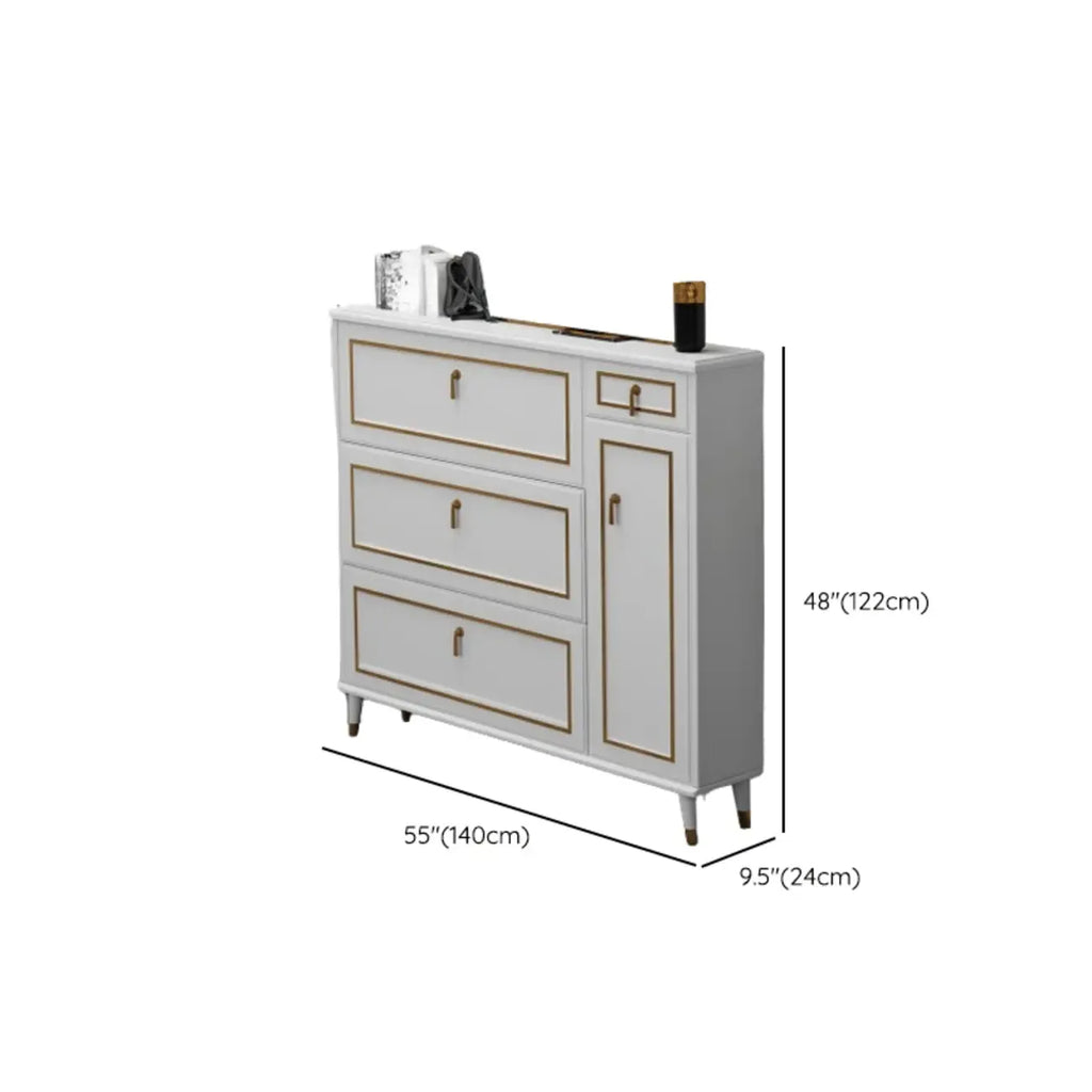 Grey Wooden Drop Front Shoe Cabinet with Adjustable Shelves