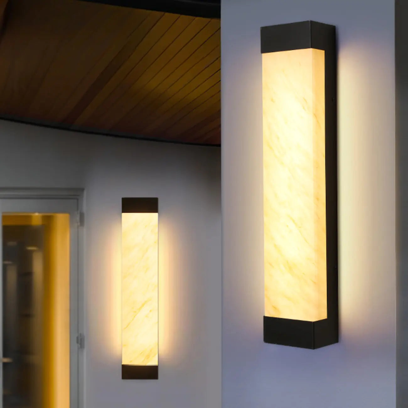 Contemporary Outdoor Plastic Beige LED Wall Sconce