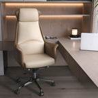 Modern White Orange Leather Ergonomic Executive Office Chair
