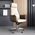 Modern White Orange Leather Ergonomic Executive Office Chair