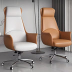 Modern White Orange Leather Ergonomic Executive Office Chair