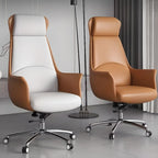 Modern White Orange Leather Ergonomic Executive Office Chair