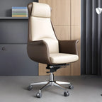 Modern White Orange Leather Ergonomic Executive Office Chair