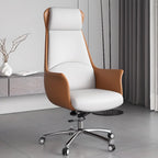 Modern White Orange Leather Ergonomic Executive Office Chair