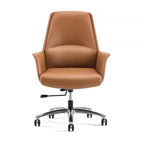 Modern White Orange Leather Ergonomic Executive Office Chair