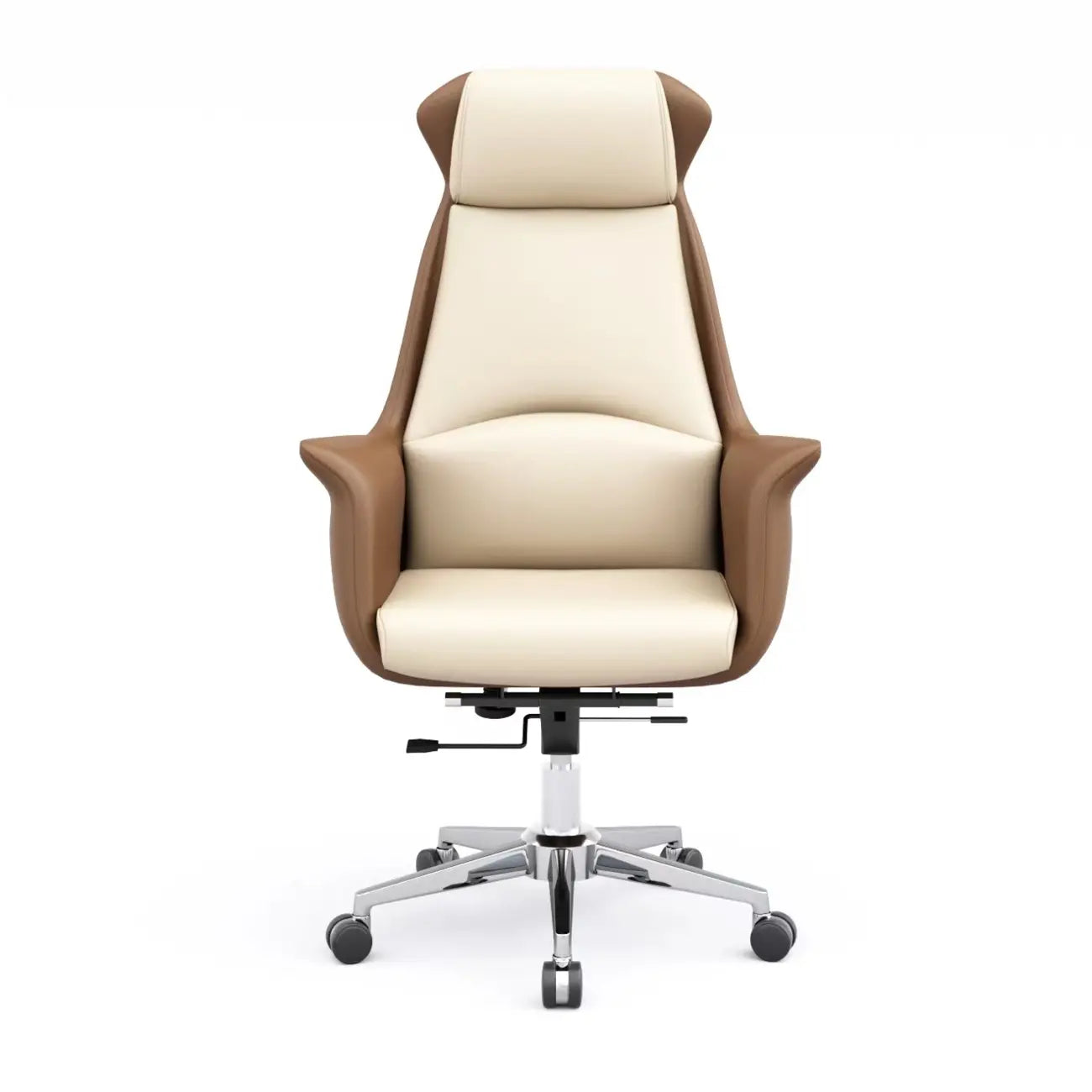Modern White Orange Leather Ergonomic Executive Office Chair