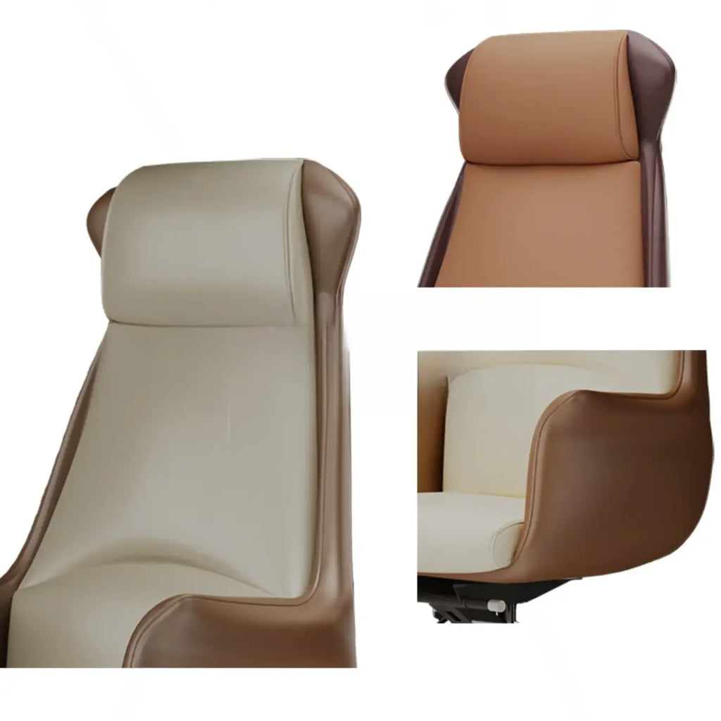 Modern White Orange Leather Ergonomic Executive Office Chair