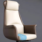 Modern White Orange Leather Ergonomic Executive Office Chair