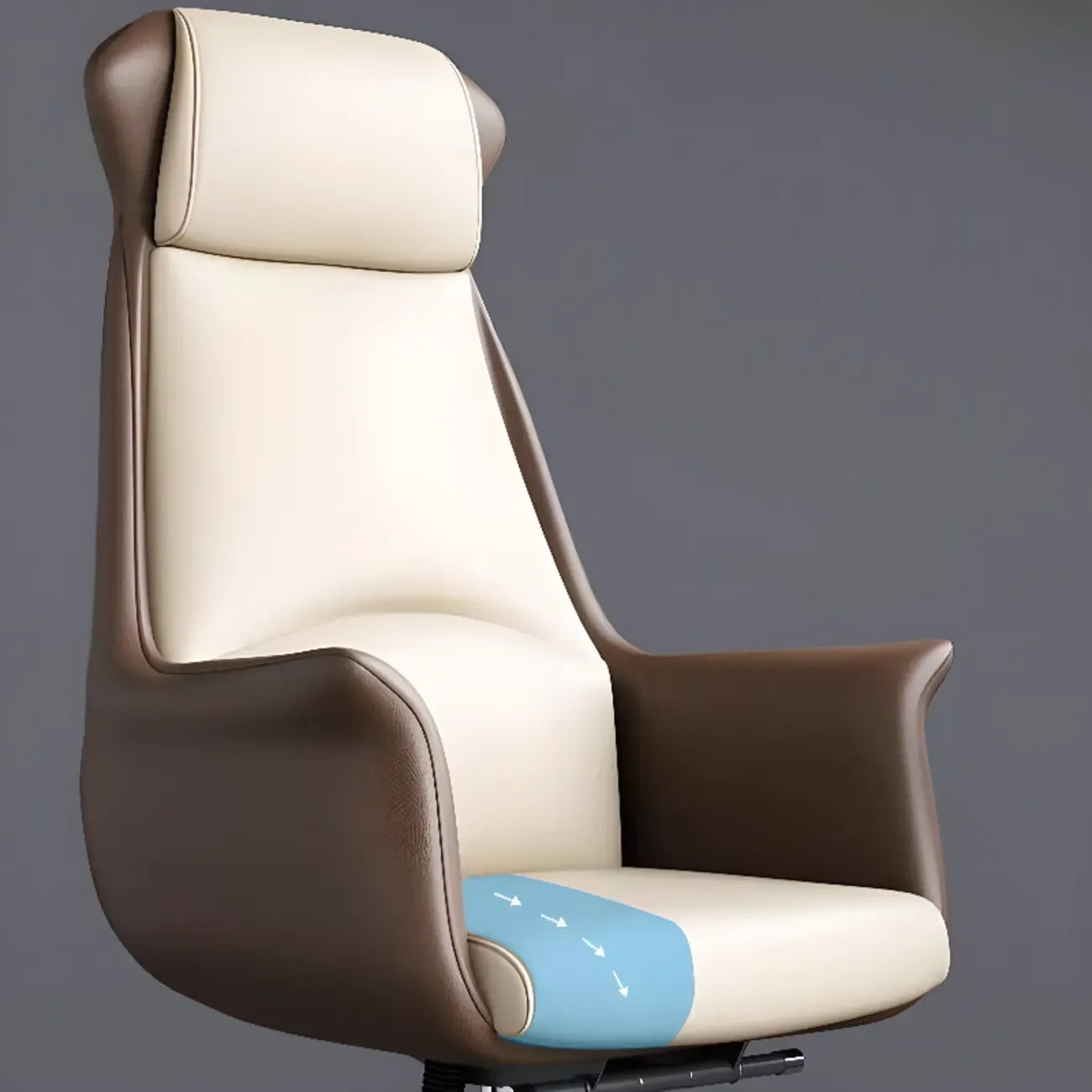 Modern White Orange Leather Ergonomic Executive Office Chair