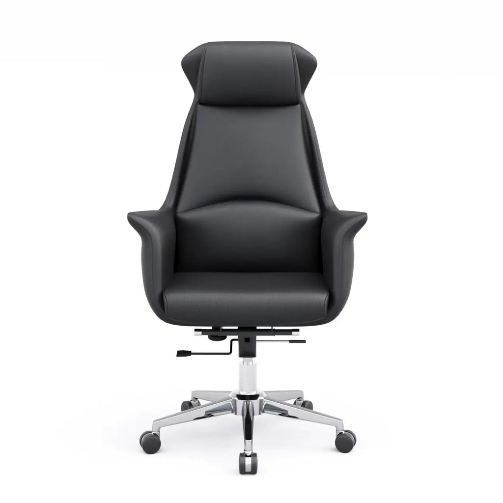 Modern White Orange Leather Ergonomic Executive Office Chair