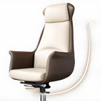 Modern White Orange Leather Ergonomic Executive Office Chair