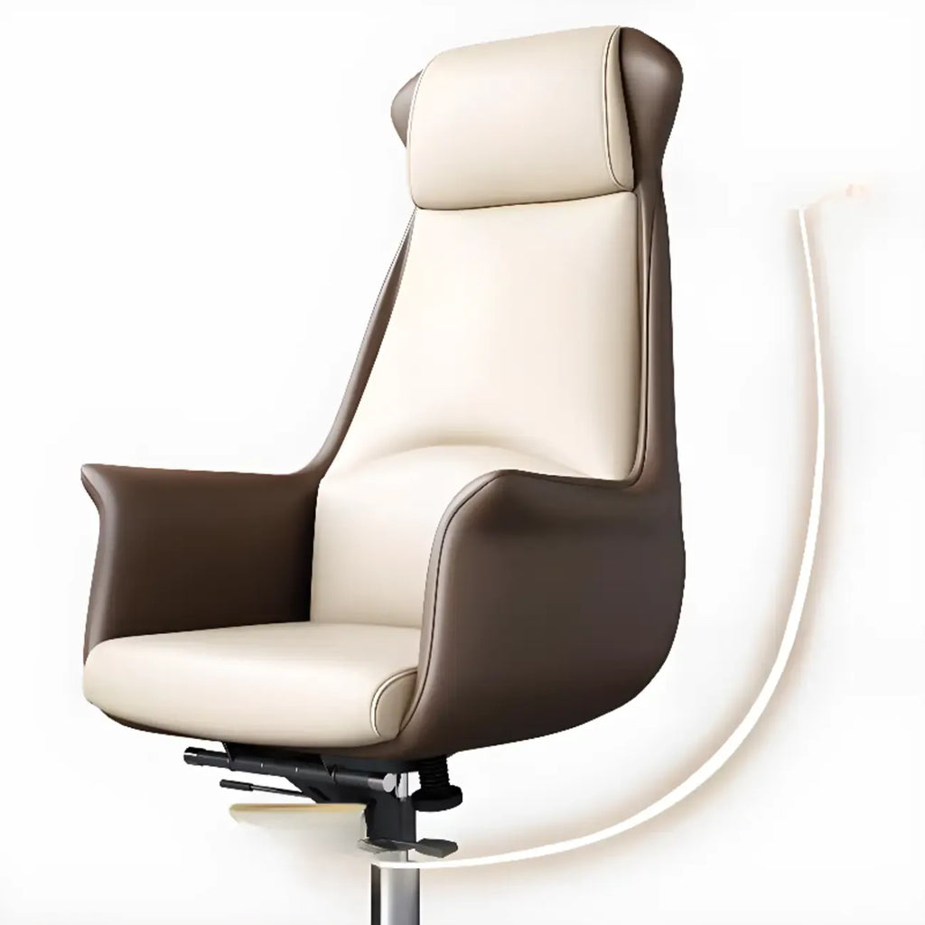 Modern White Orange Leather Ergonomic Executive Office Chair