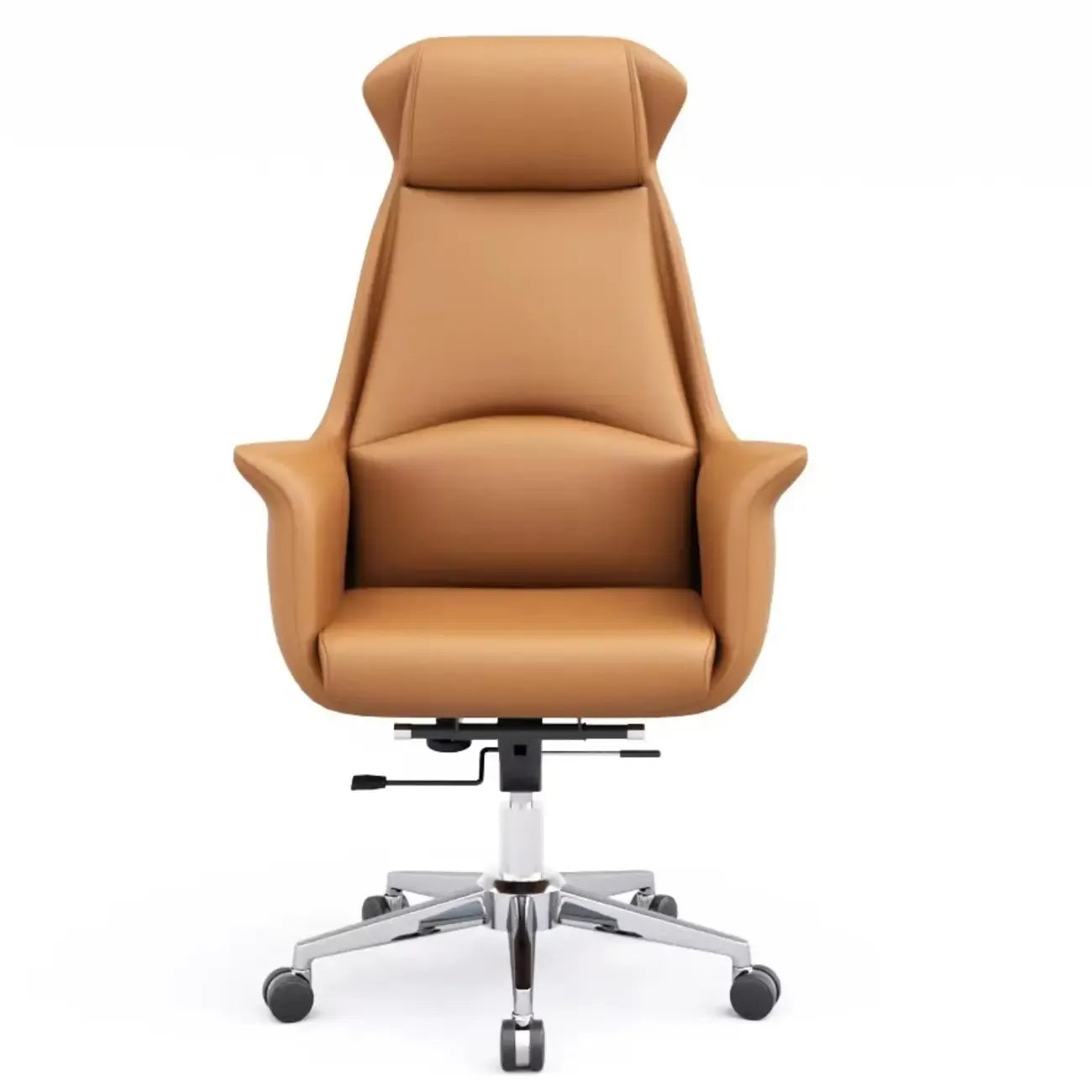 Modern White Orange Leather Ergonomic Executive Office Chair