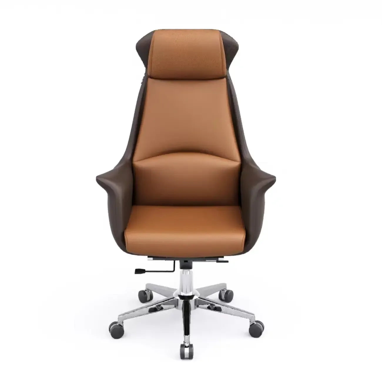 Modern White Orange Leather Ergonomic Executive Office Chair