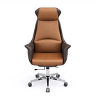 Modern White Orange Leather Ergonomic Executive Office Chair