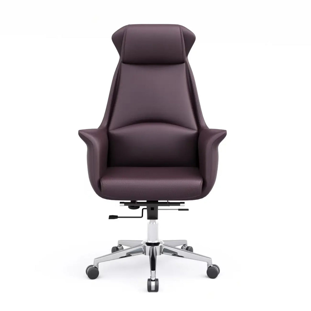 Modern White Orange Leather Ergonomic Executive Office Chair