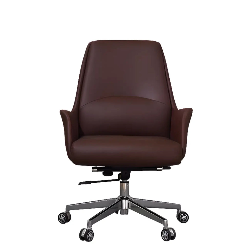 Modern White Orange Leather Ergonomic Executive Office Chair