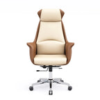 Modern White Orange Leather Ergonomic Executive Office Chair
