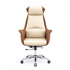 Modern White Orange Leather Ergonomic Executive Office Chair
